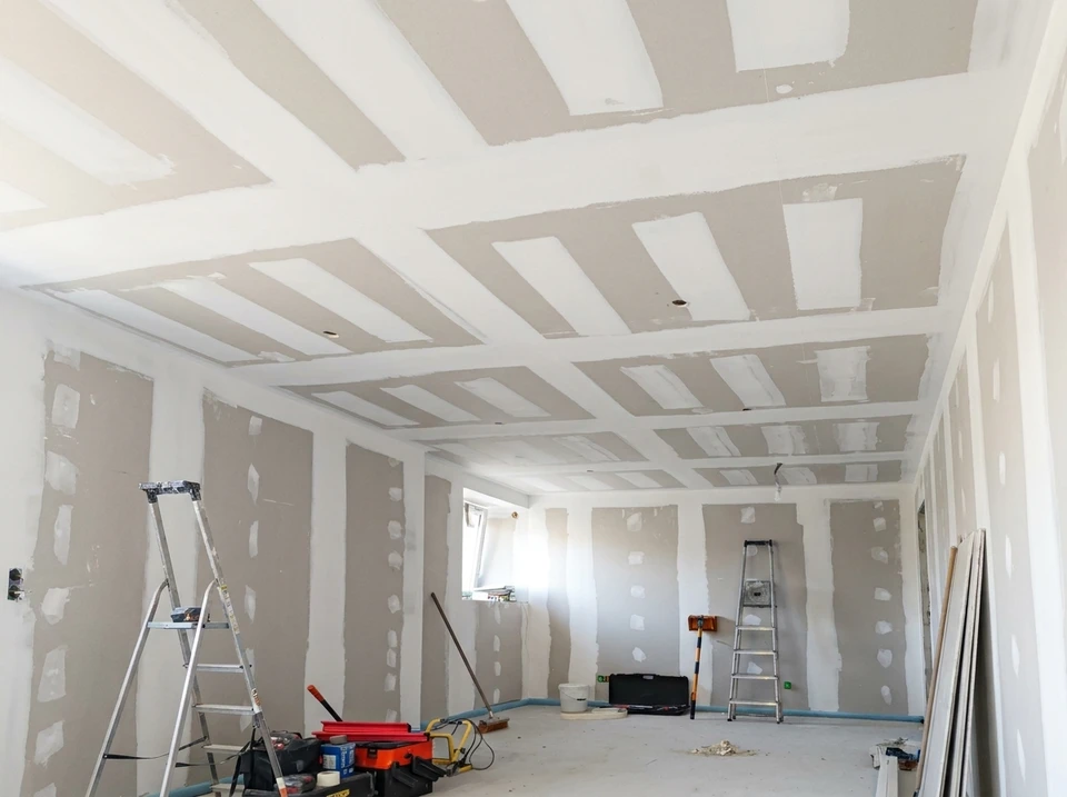 Chantier de construction intérieure en phase de second œuvre